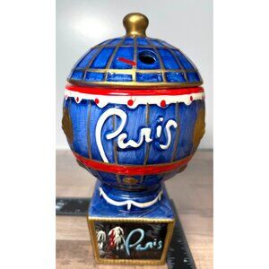 Paris Blue & Gold Globe-Themed Ceramic Cup With Lid
